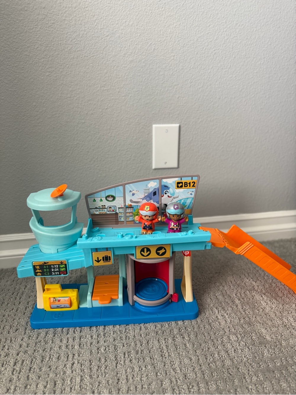 Fisher-Price Blue and Orange Airport Playset with Two Pilot Figures